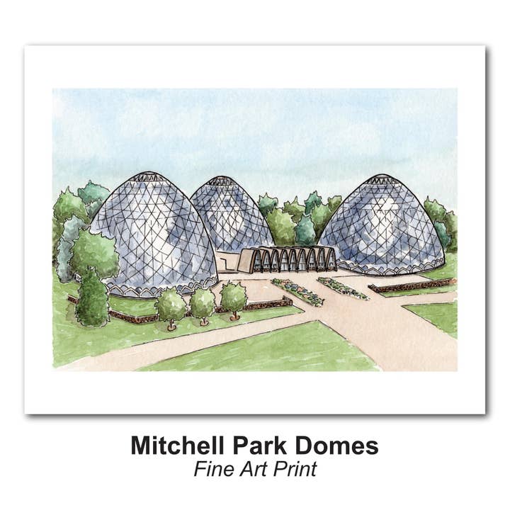 Mitchell Park Domes Watercolor Art Print - Milwaukee Gift for wholesale by Lynndale Print