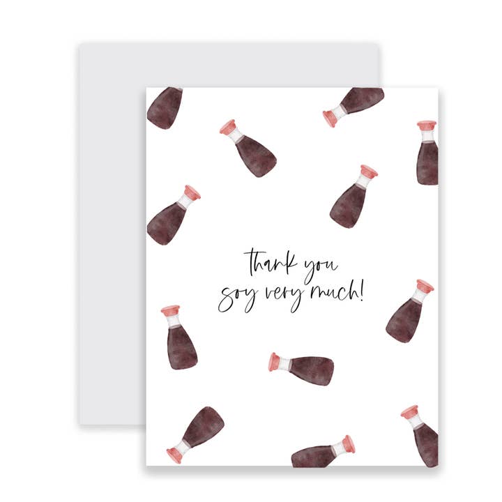 "Thank You Soy Very Much" Greeting Card for wholesale by Cross and Dot