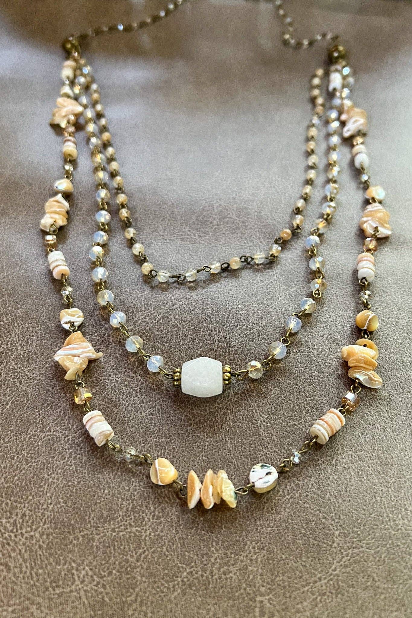 Dylan Designs - Wholesale Beaded/Pearl Necklace - Medina Necklace Beige4