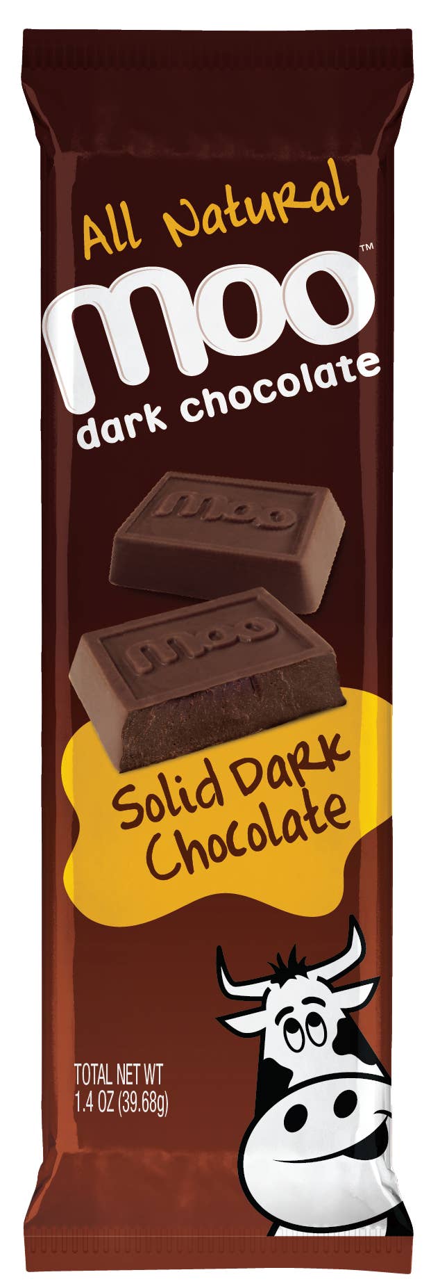 MOO Organic Chocolates - Wholesale Chocolate bar - Natural Dark Chocolate Large Bar, 1.4 oz