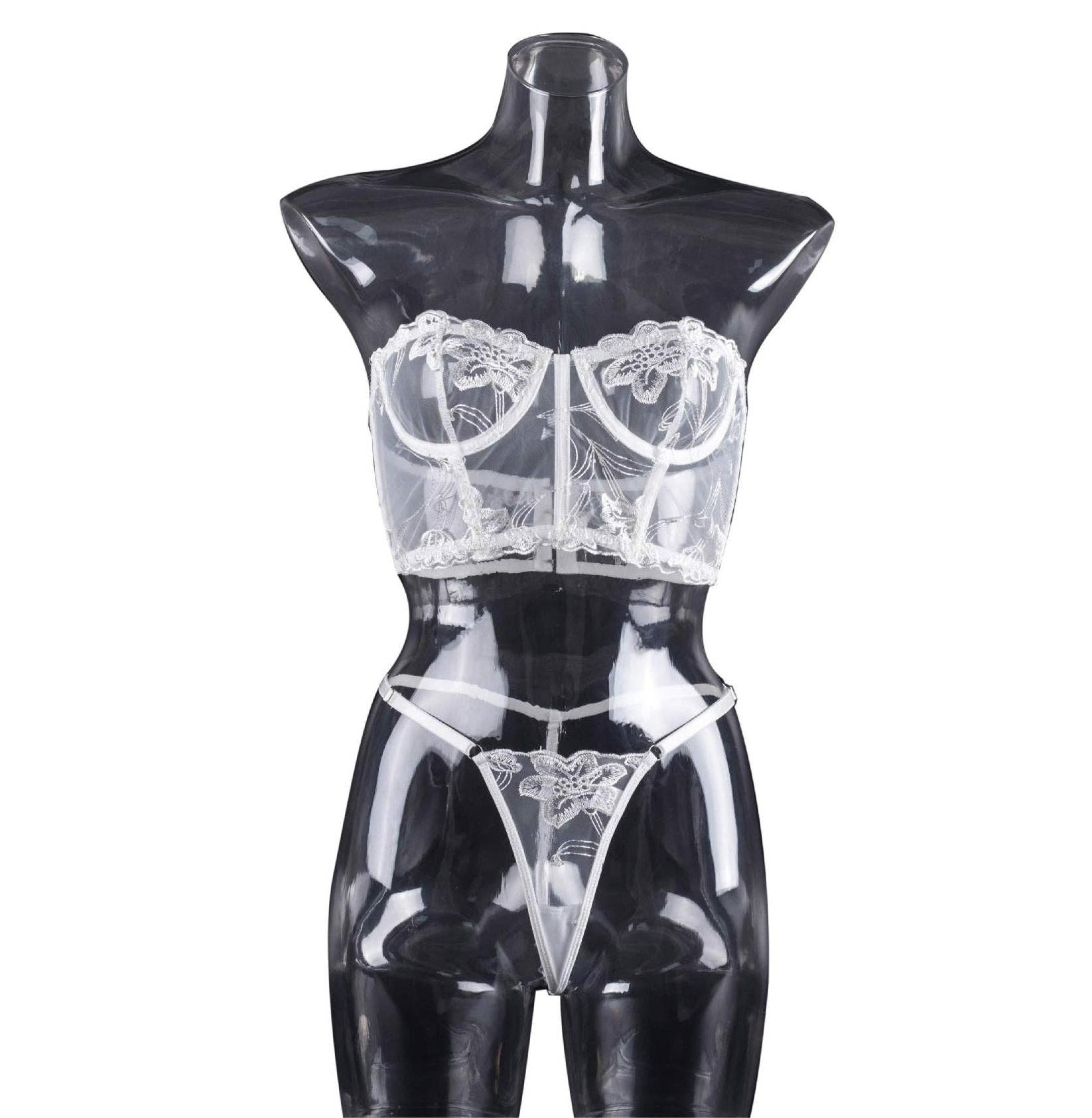 Sweetkama - Vente Ensemble de lingerie – femme - Sweetkama Ensemble de lingerie brodée, 2 pièces, haut court et string2