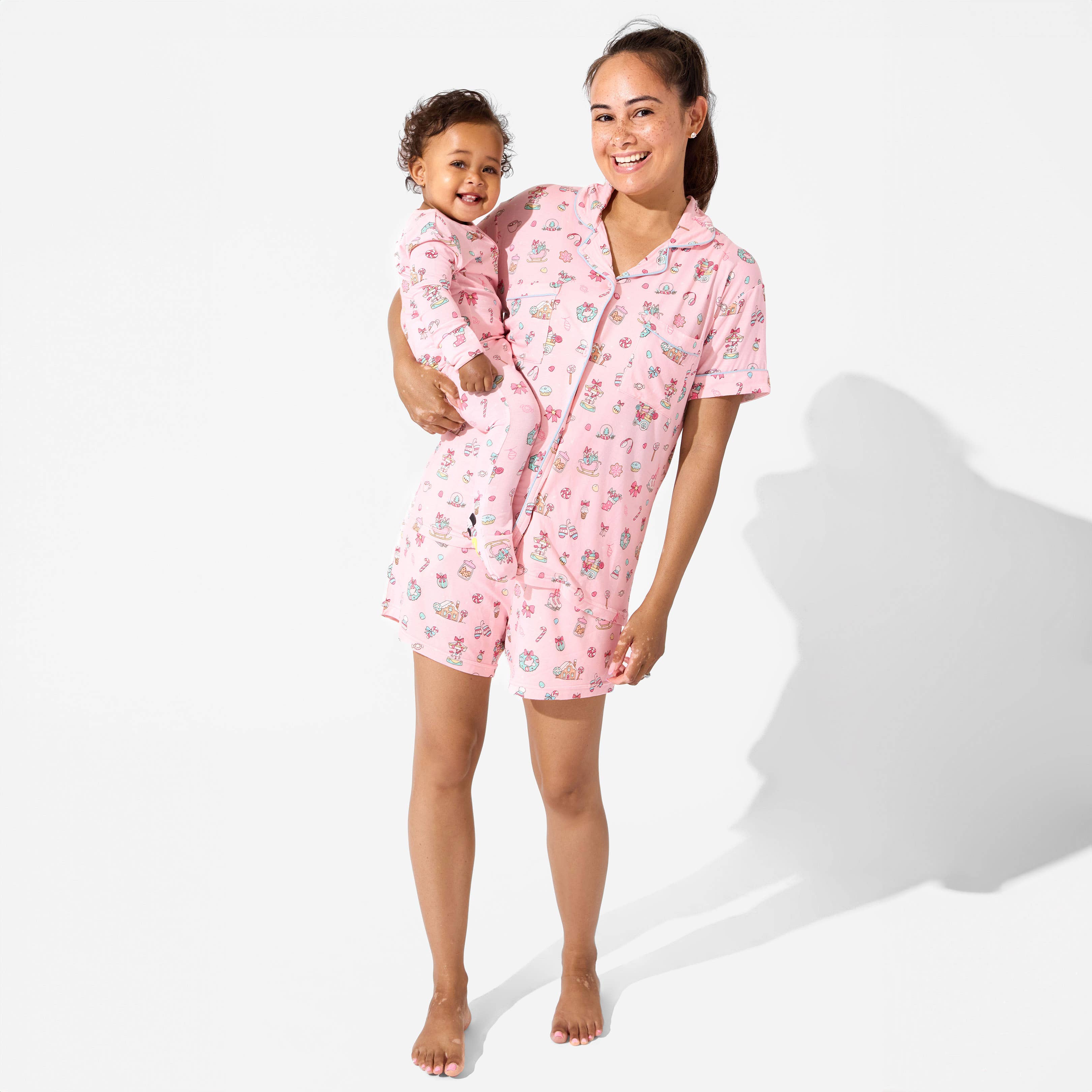 Bellabu Bear - Venta al por mayor Conjunto de ropa para dormir - Mujer - Conjunto de pijama corto de bambú para mujer Candy Cane Lane3