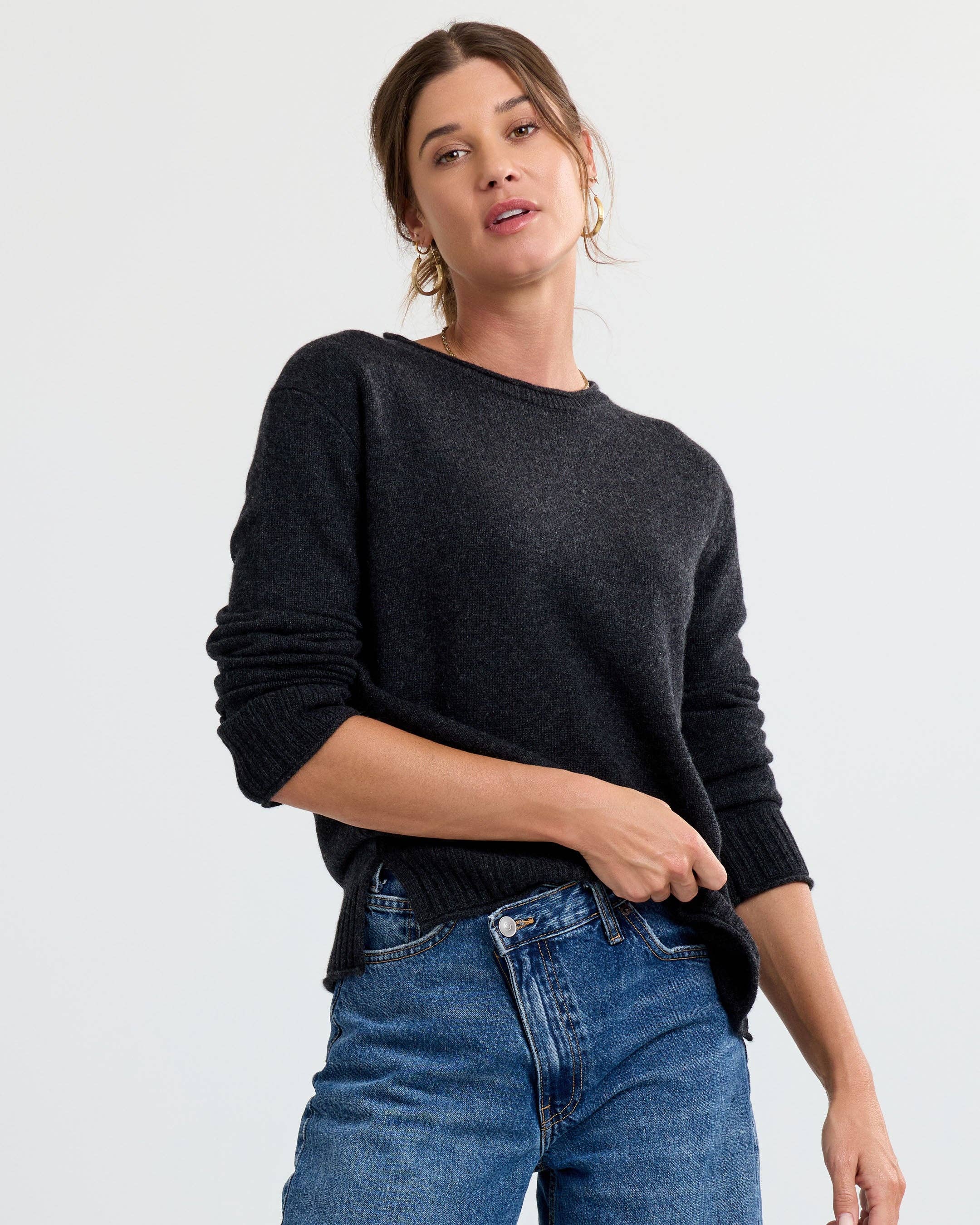 Charcoal Essential Cashmere Crew for wholesale on Faire1