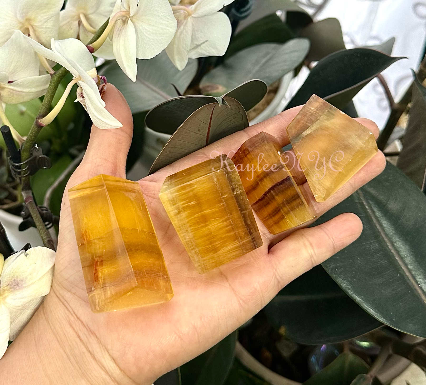 KayleeNYC - Wholesale Spiritual Stone/Crystal - 2 lbs Natural Yellow Fluorite Crystal Polished Freeform3