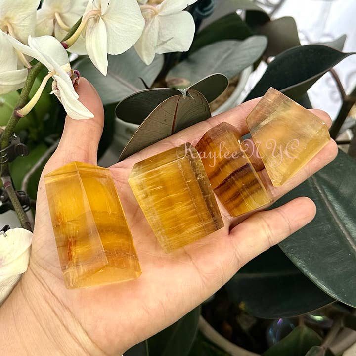 KayleeNYC - Wholesale Spiritual Stone/Crystal - 2 lbs Natural Yellow Fluorite Crystal Polished Freeform3