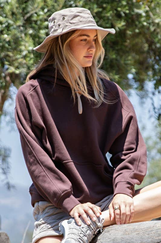 Sunday Morning - Wholesale Jacket - Women's - J383137-Oversized Fleeced Terry Hoodie11