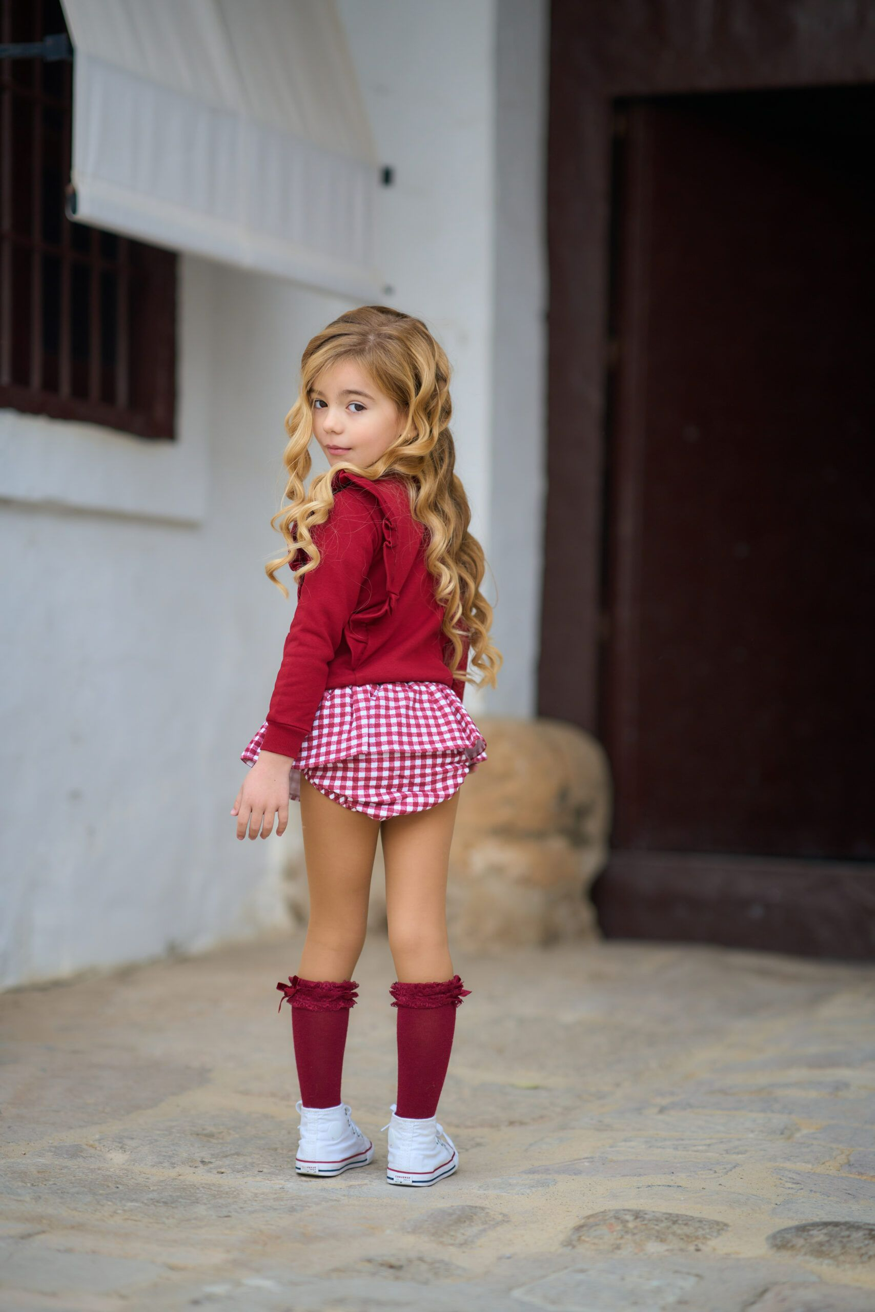 La ormiga - Wholesale Clothing Set - Baby - Braga Skirt + Bordeaux Vichy Sweatshirt Set1