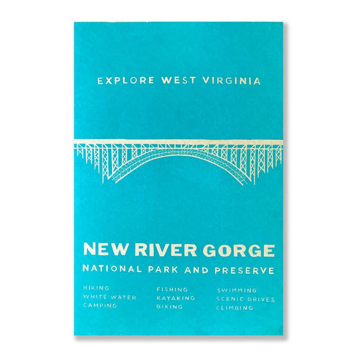 New River Gorge National Park, Fayetteville, WV - 12" x 18" for wholesale by Base Camp Printing Co.