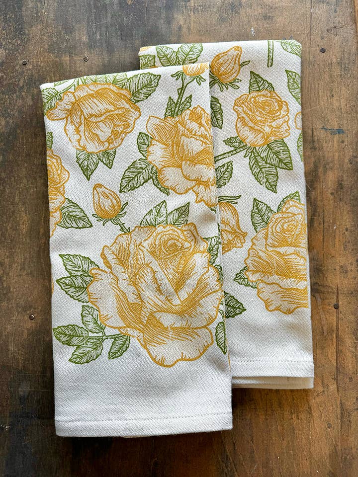 Yellow Rose Kitchen Towel for wholesale by SOUTHERN FRIED DESIGN BARN