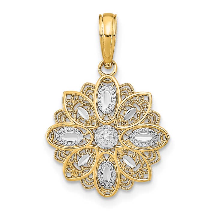 Breloque en filigrane 10 carats avec rhodium et filigrane D/C pour la vente par Sophia Jewelers