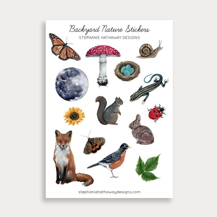 Stephanie Hathaway Designs - Wholesale Sticker - Backyard Nature Stickers Sticker Sheet0