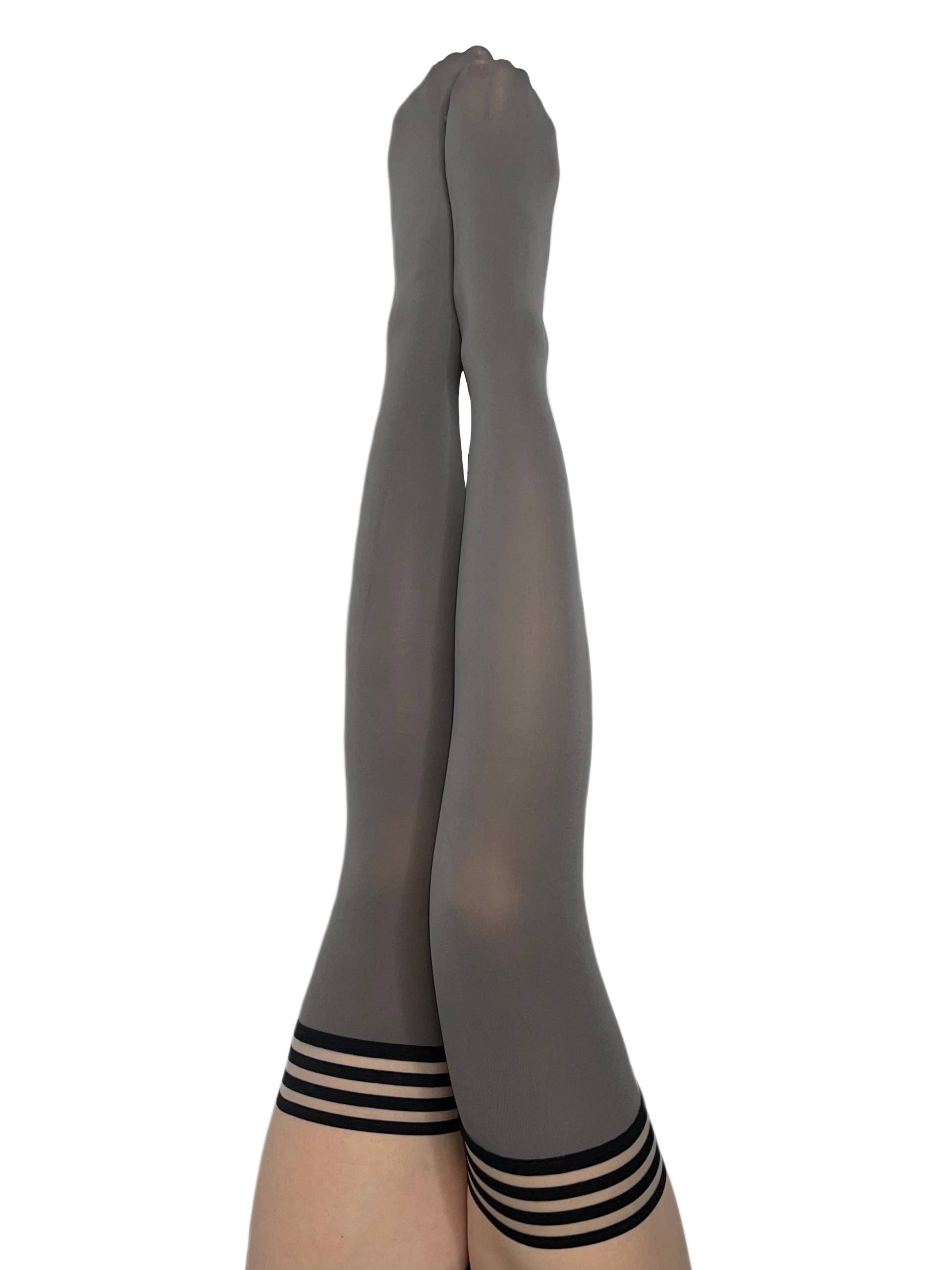 Kix'ies - Wholesale Stockings - Women's - Hosiery- Sierra Grey Opaque Thigh-Highs Stockings0