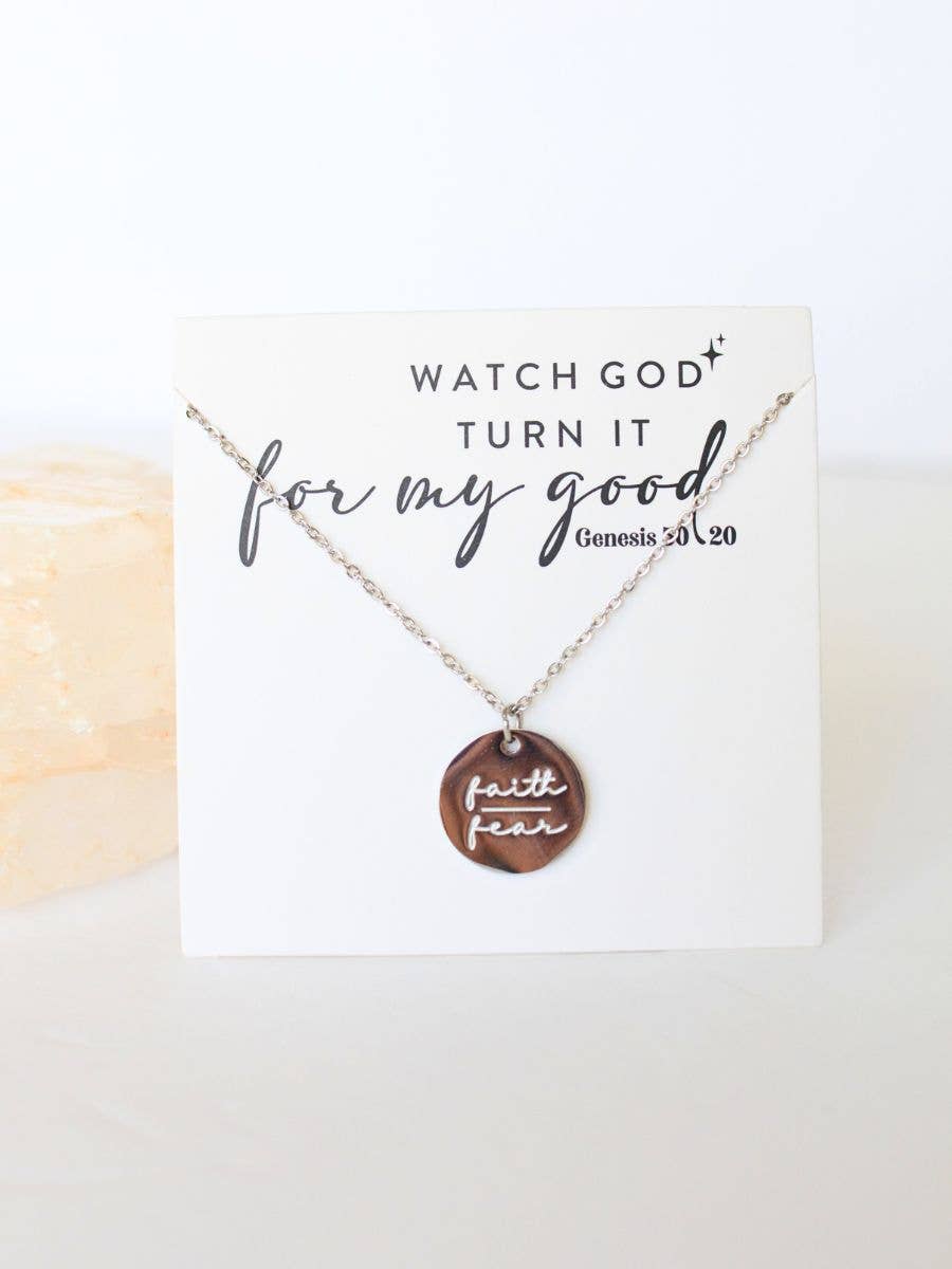 Two and Crew - Faith Based Jewelry & Gifts - Wholesale Pendant/Charm Necklace - Faith Over Fear Necklace – Christian Bible Scripture Jewelry3