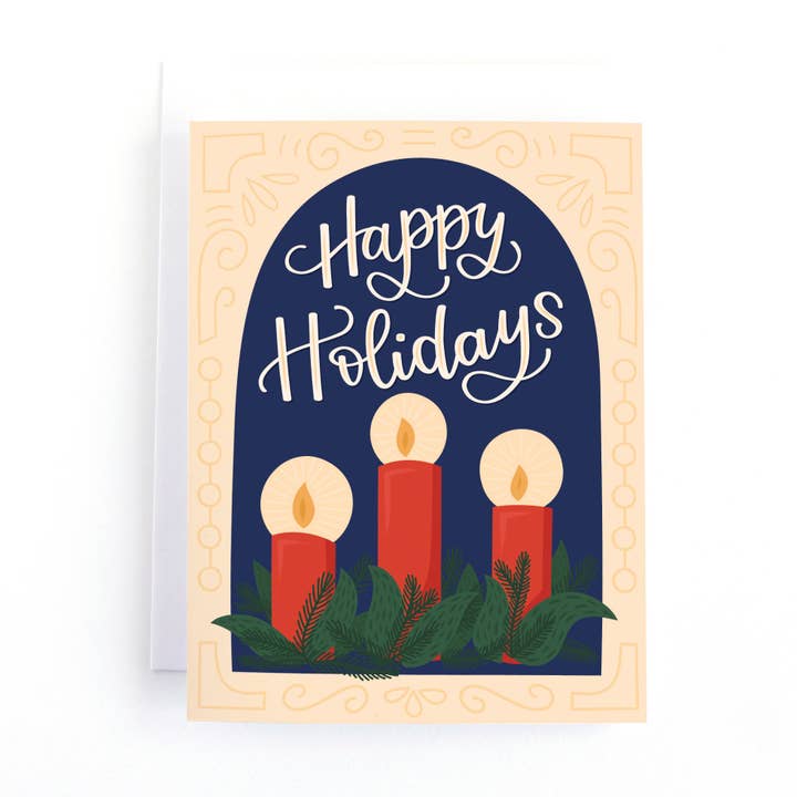 Carte à bougies Joyeuses Fêtes pour la vente par Pedaller Designs
