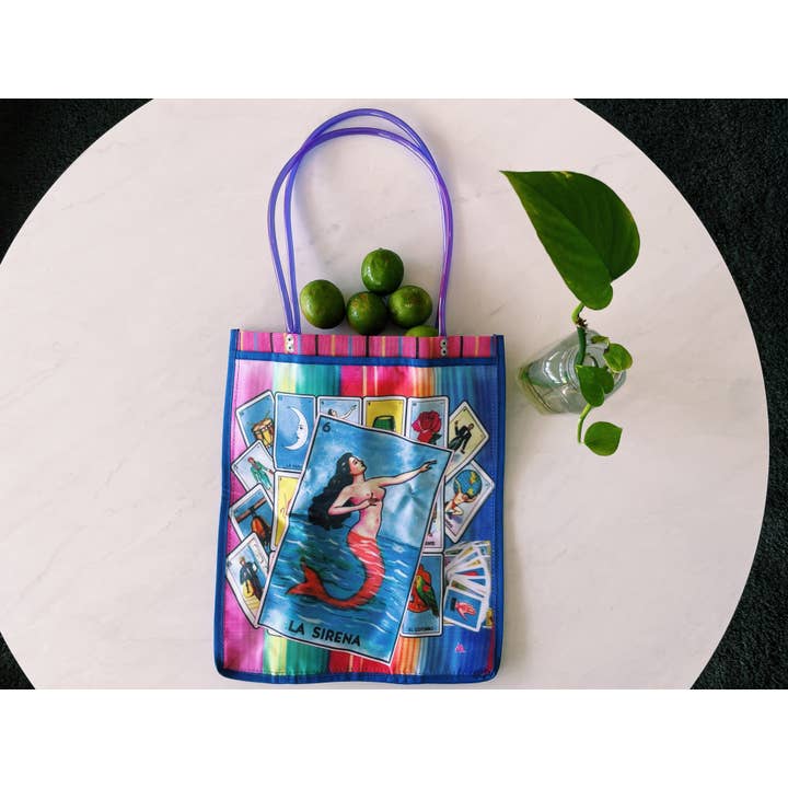 Pura Vida - Venta al por mayor Bolsa de asa- Mujer - Monedero de plástico mexicano Loteria 15 x 12 pulgadas