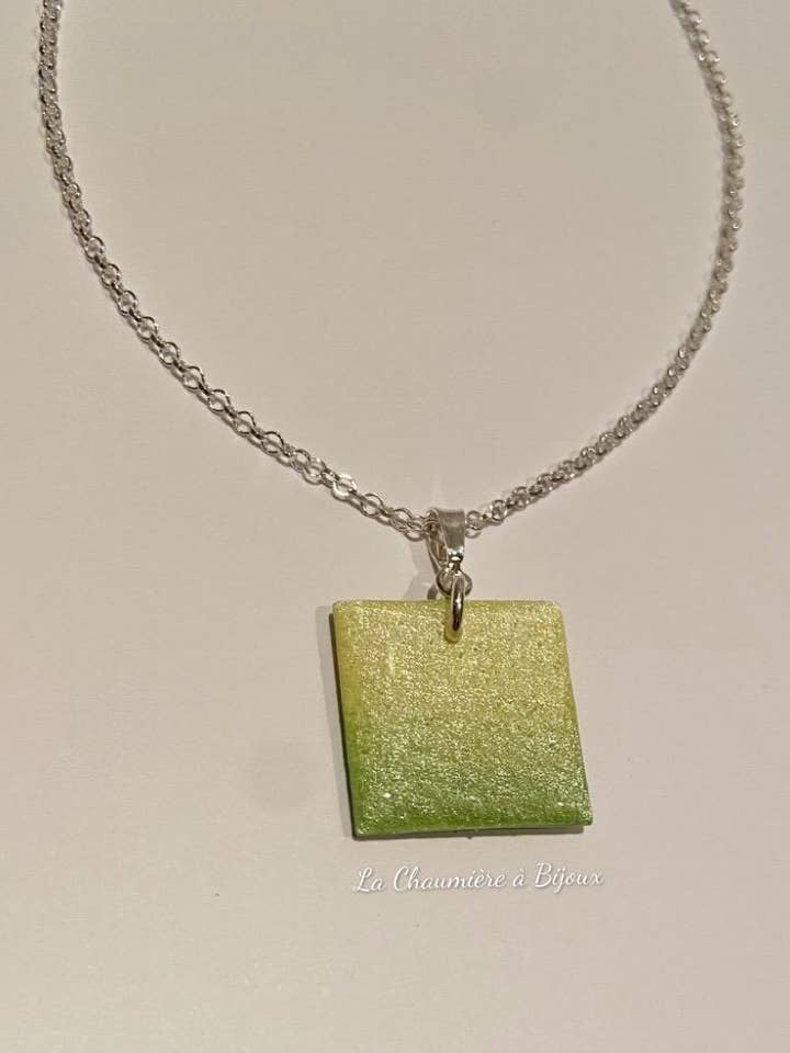 Collar cuadrado con degradado de perlas verde y amarillo para venta al por mayor de La Chaumière à Bijoux