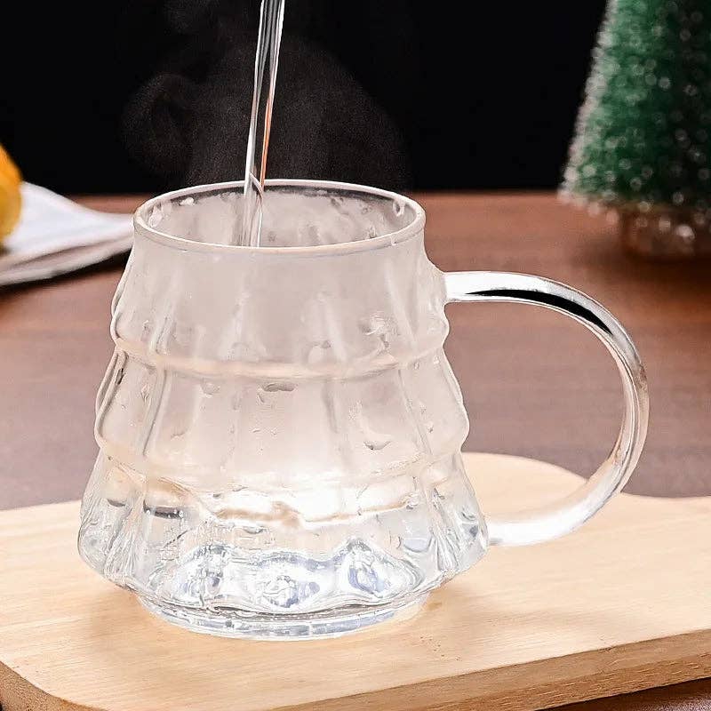 Kiyo Home - Wholesale Drinking Glass/Cup - Holiday Tree Glasses and Gold Star Spoon | Christmas Mugs3