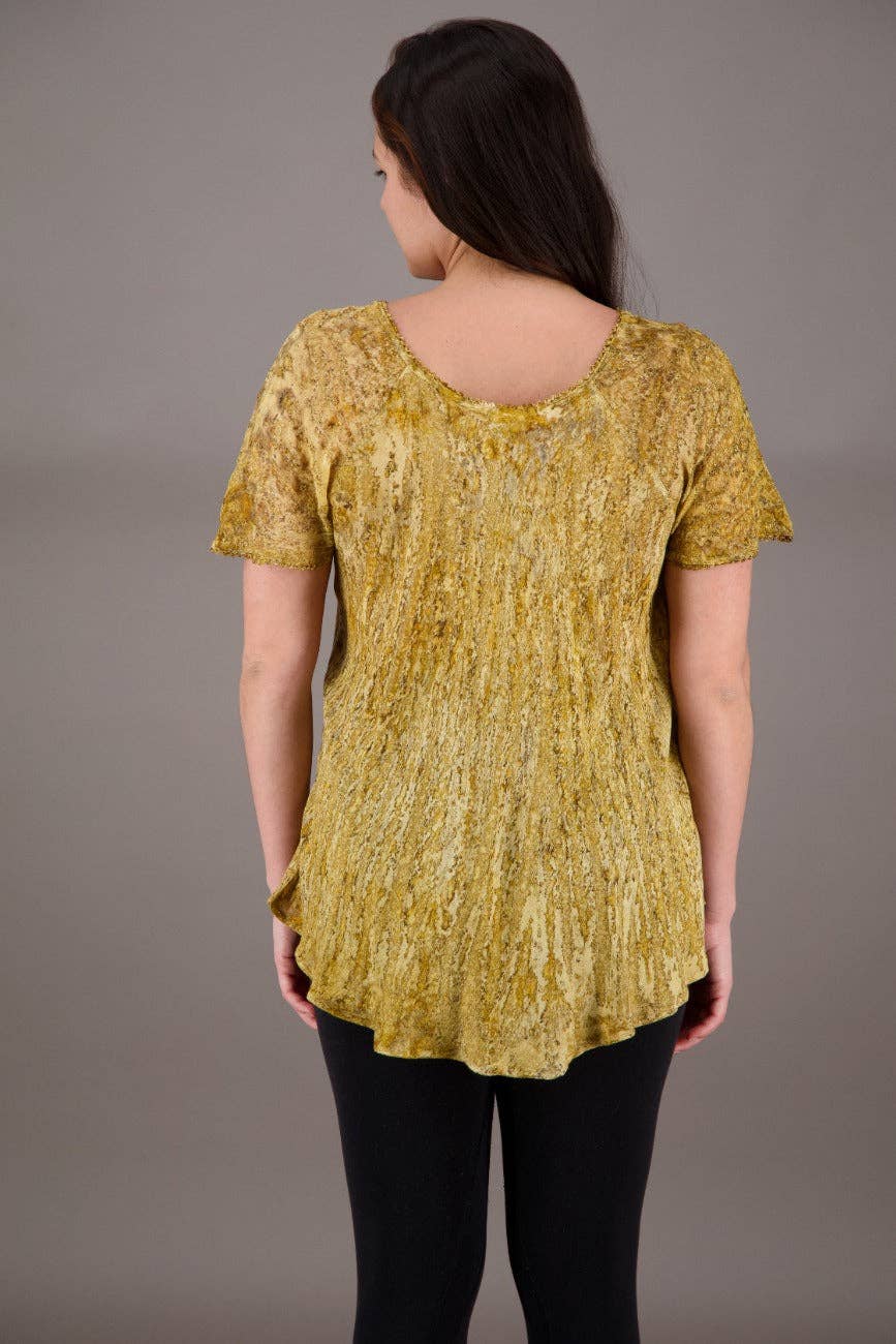 Assorted Colors Cap Sleeve Tie Dye Blouse 787 for wholesale on Faire11