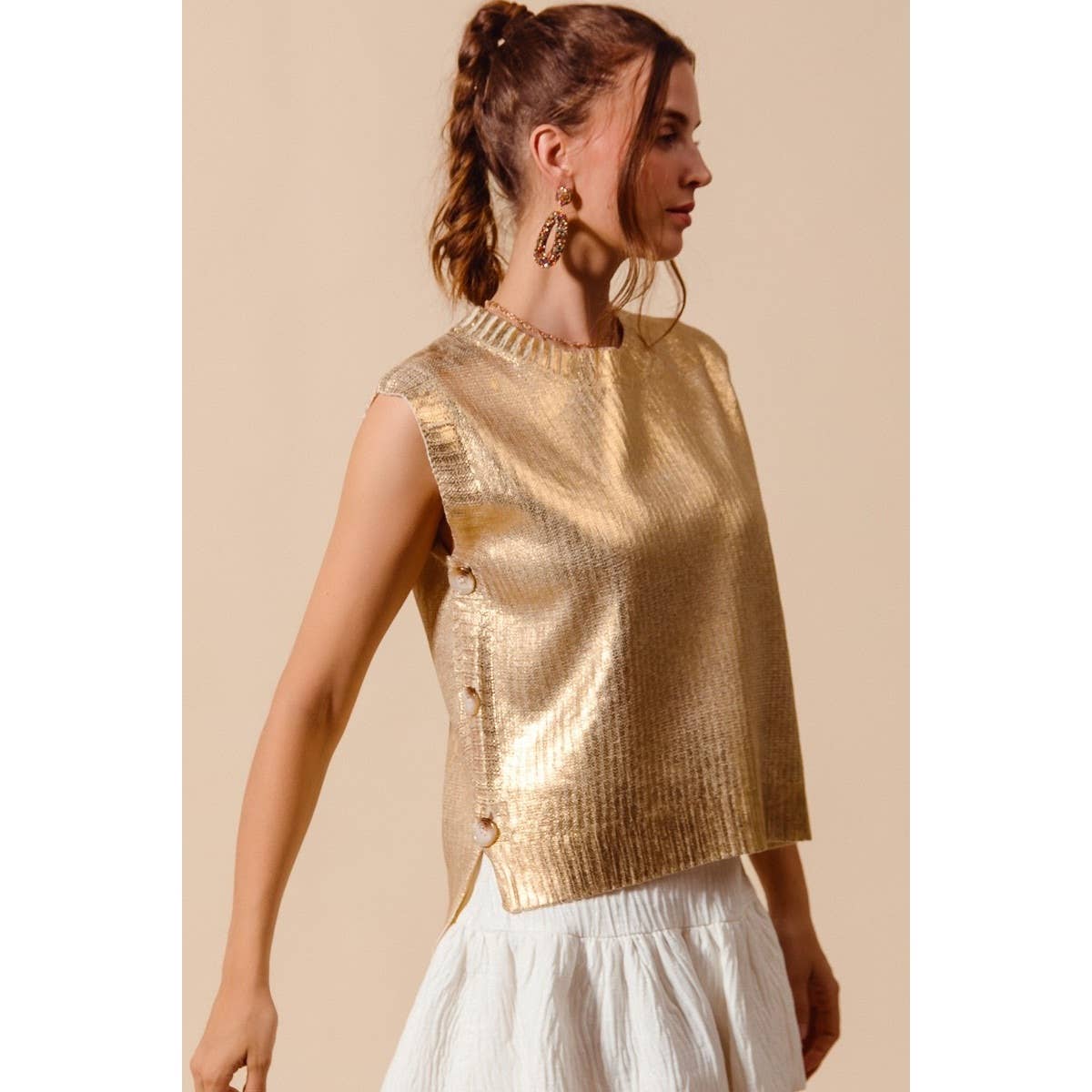 IVE – wholesale Outerwear Vest - Women’s – Metallic Foil Holiday Sweater Vest Top12