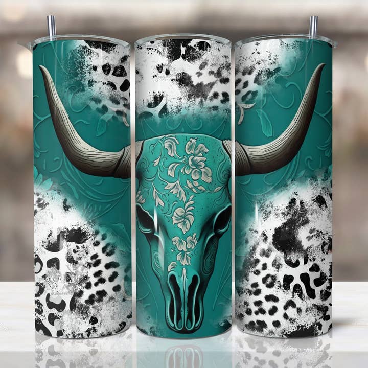 Aztec beker van koeienhuid, magere beker van 20 oz, Western Cup voor wholesale door Dm Crafting