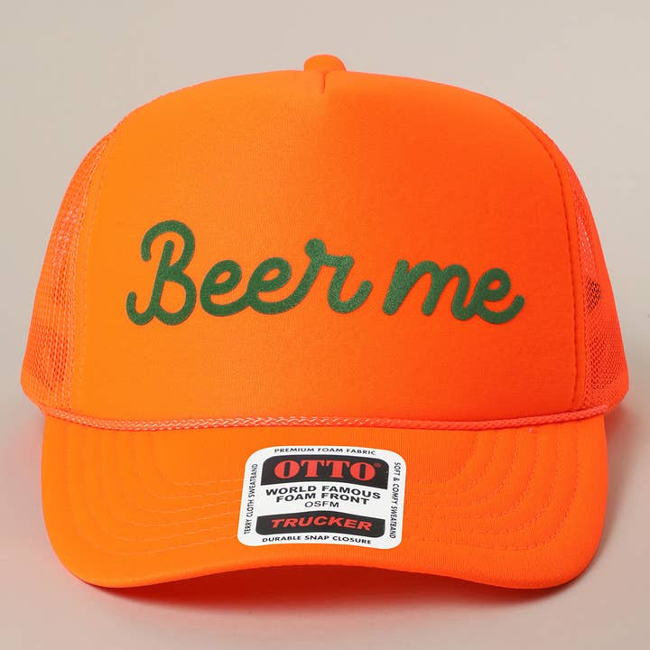 Fashion City – Engroshandel Trucker hat - Unisex – Øl Mig Tekst Printet Mesh Ryg Skum Trucker Kasket36