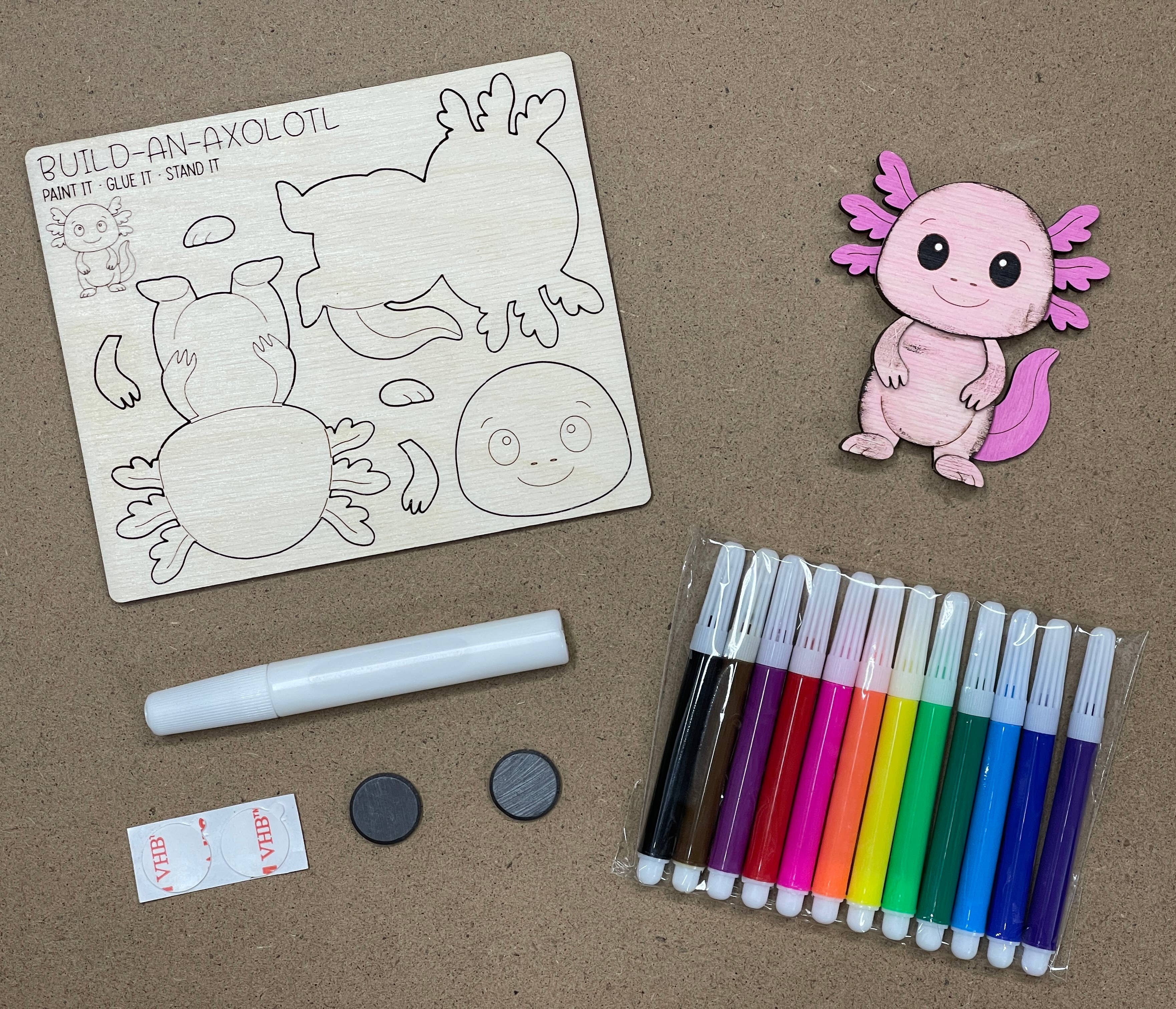 Reclaimed Woodworks Home Decor – wholesale DIY-pysselkit – Gör-det-själv Bygg ett Axolotl-magnetkit MYTISKT HANTVERKSKIT3