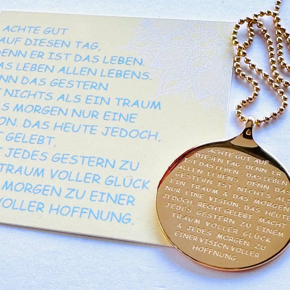 Mein Mantra - Vendita all'ingrosso Ciondolo/pendente - Ciondolo RUMI «Take Good Care» in acciaio inossidabile1