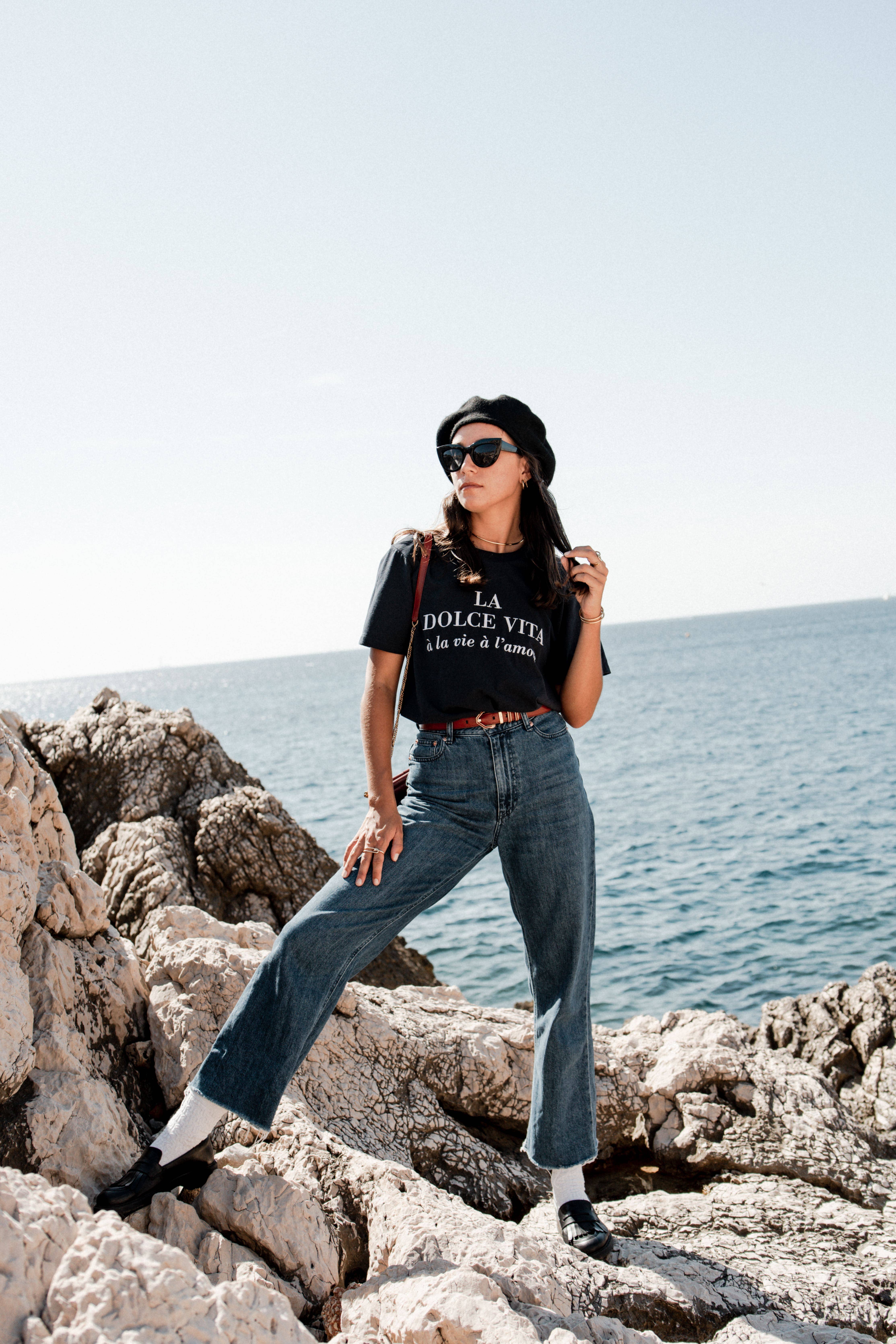 Un baiser français s'il vous plaît - Wholesale Screen Printed T-Shirt - Women's - Navy blue La Dolce Vita T-shirt4