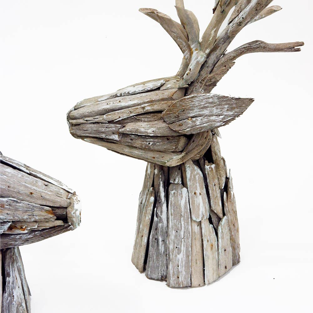 Dekorasyon Gifts  Decor - Wholesale Kerstdecoratie - Rendierkop van drijfhout (White Wash)1