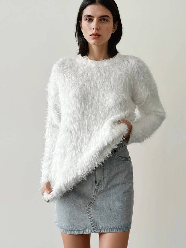 Anaz - Wholesale Knit Sweater - Women's - Mohair Crewneck Sweater2
