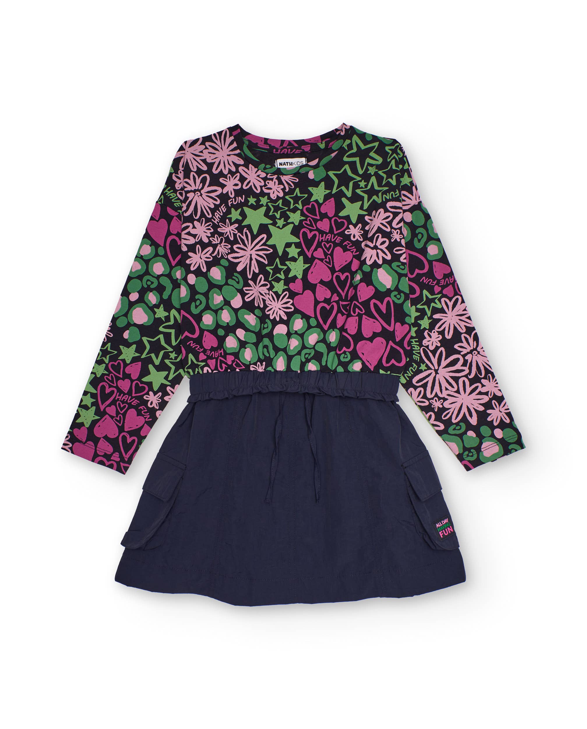 tuc tuc - Wholesale Dress - Kids - Multicolored print dress for girl with blue skirt