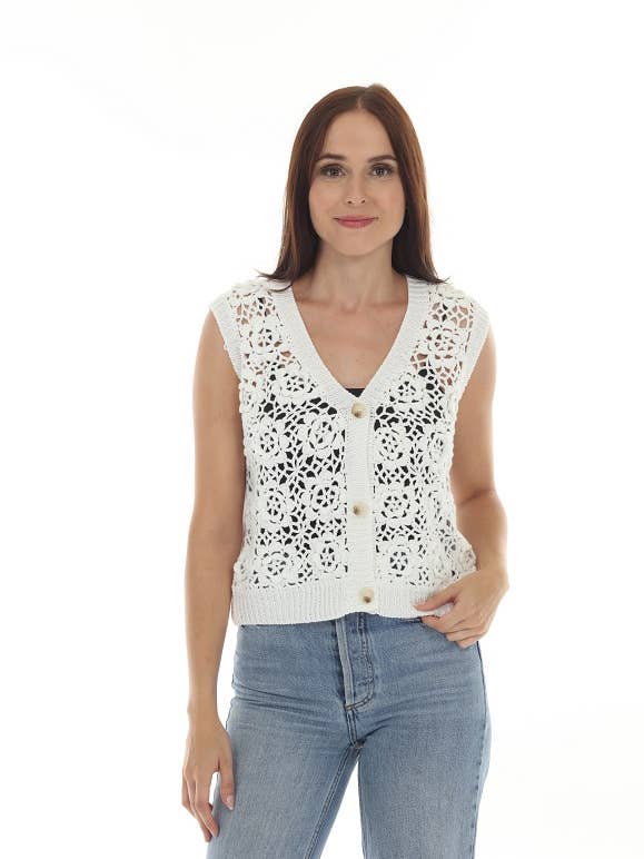 Mirabelle Knit Cardigan Vest for wholesale by Rain + Rose