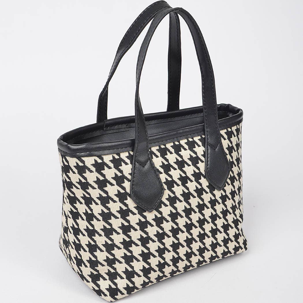 Negro Bolso tote pequeño Houndstooth Tweed de venta al por mayor en Faire3