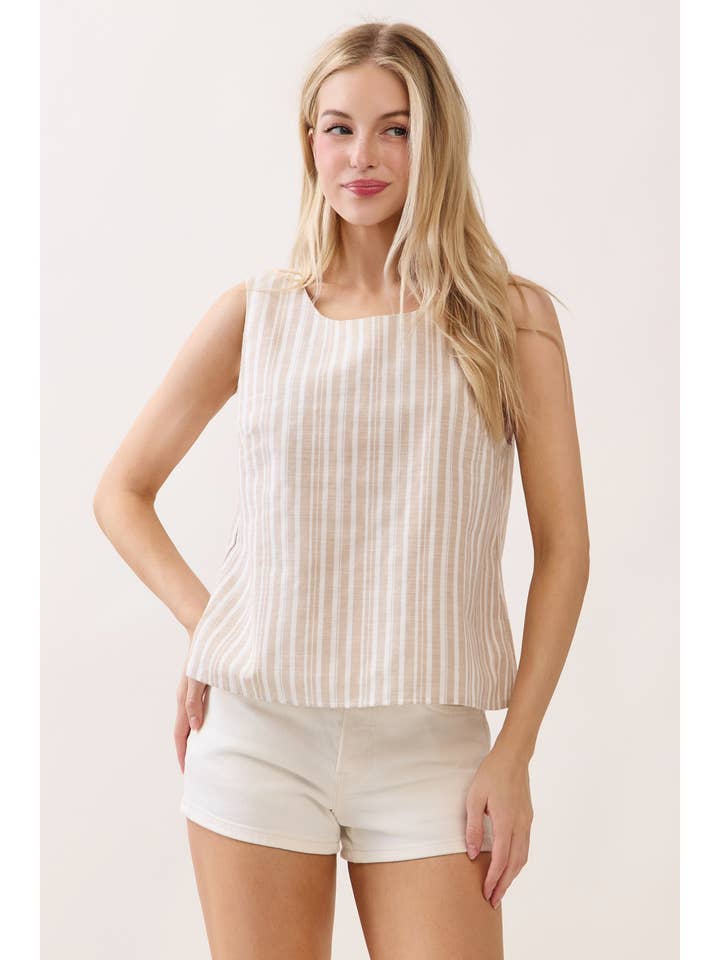 STRIPED SLEEVELESS TOP - VJT300076 for wholesale by Final Touch