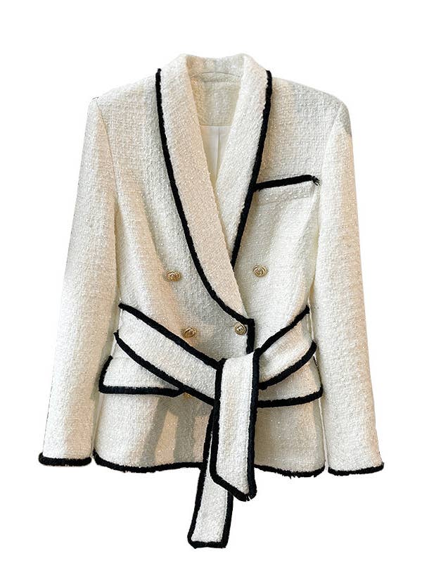 Productseeker - Wholesale Suit set – Women′s - SET018 Tweed Blazer And Short Set Fomal Blazer Set Two Piece2