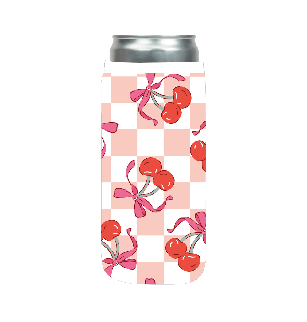 Teddy Transfers - Wholesale Drink Huggers & Koozies - Picnic Cherrie Slim Can Sleeve1