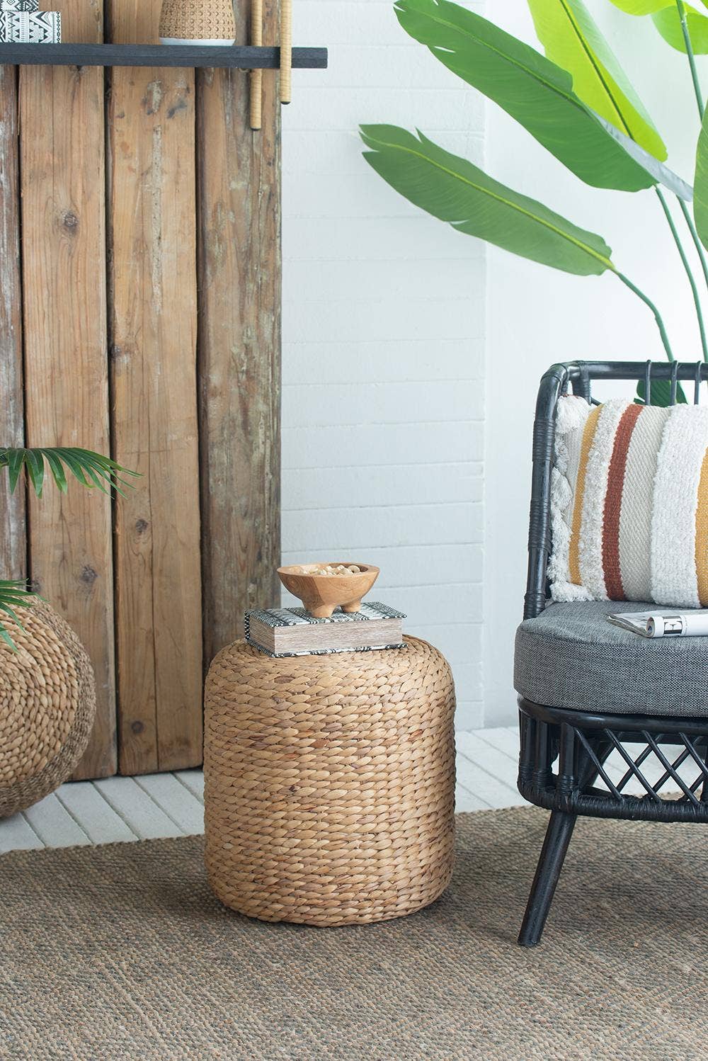 A&B Home Group Inc. - Wholesale Stool - D14.5x14.5" Water Hyacinth Stool 1EA/CTN5