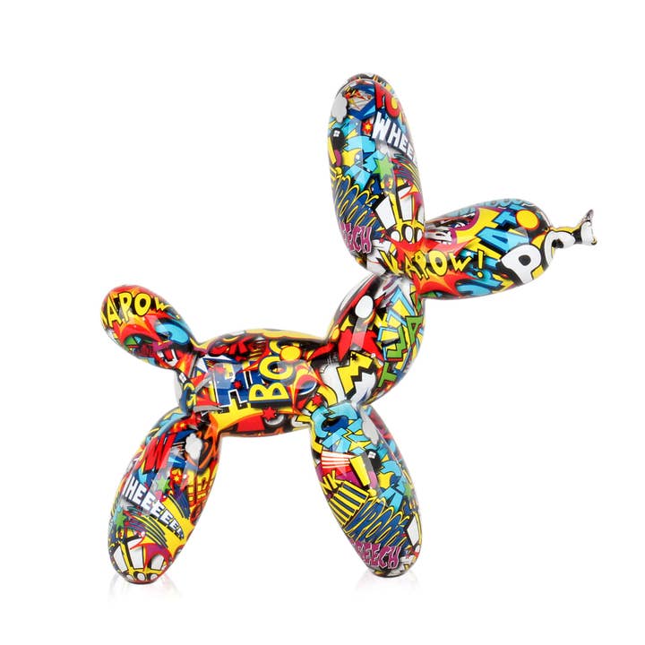 ADM Home Decoration – Escultura por atacado – Escultura em resina 'Cão-balão pequeno' - Graffiti-4