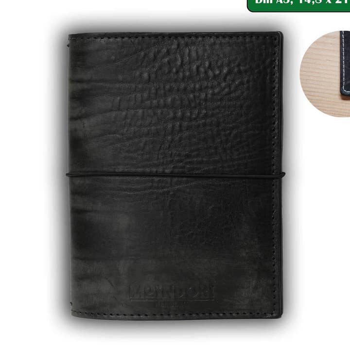 DIN A5 bullet journaalomslag - vintage zwart voor wholesale door MoinDori Hamburg