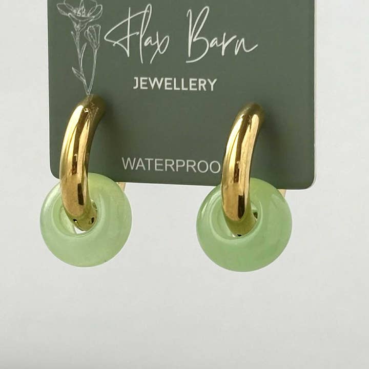 Tarnish Resistant Stone Circle Huggies for wholesale by Flax Barn