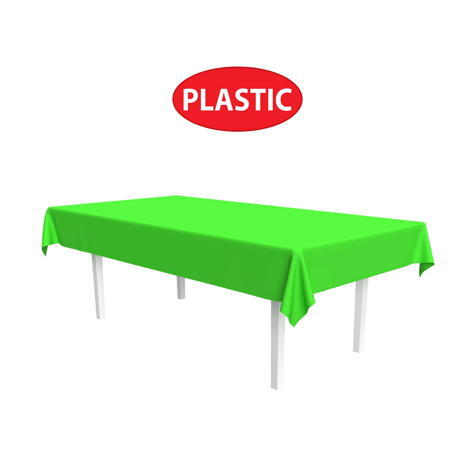 Beistle - Wholesale Tablecloth - Neon Lime Plastic Rectangular Tablecover, 54" x 108"3