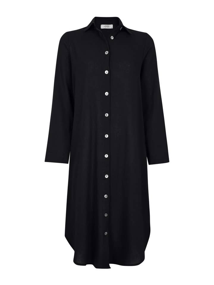 Secret Language – Großhandel Kleid – Damen – Della Hemdkleid /Baumwollkleid, Maxikleid, schwarzes Kleid