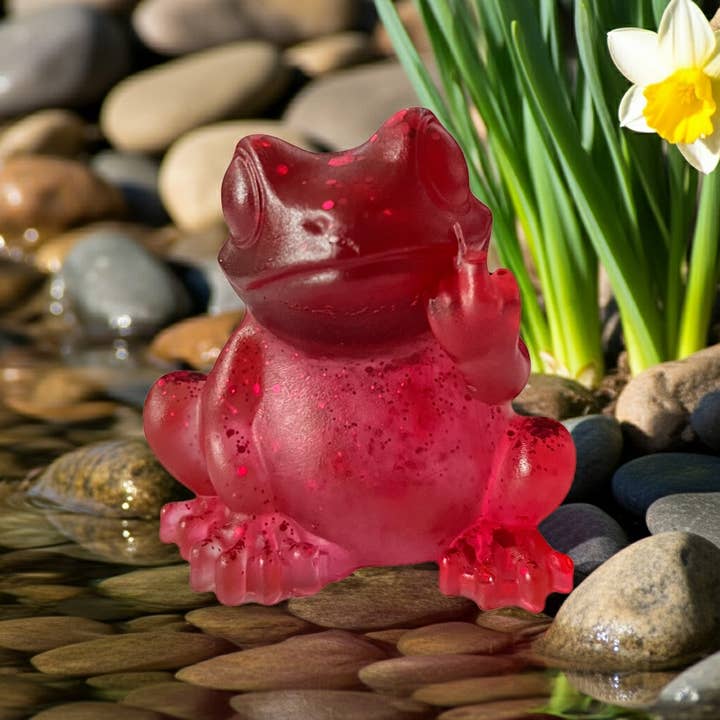 Handmade Funny Middle Finger Resin Frog Figurine Ornament for wholesale by Face It Home Decor