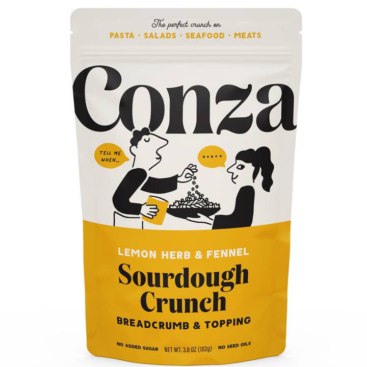 Conza Sourdough Crunch Breadcrumbs - Wholesale Bread Mix - Lemon Herb & Fennel - Sourdough Crunch Breadcrumbs - 3.6oz