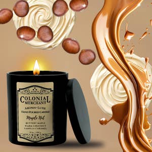 12 oz. Maple Nut Hand Poured Premium Apricot Wax Candle for wholesale by Colonial Merchant