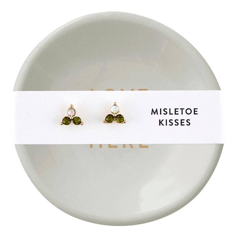 Santa Barbara Design Studio by Creative Brands - Wholesale Jewelry Dish - Holiday Stud Earrings & Trinket Tray Sets - Mistletoe Kiss0