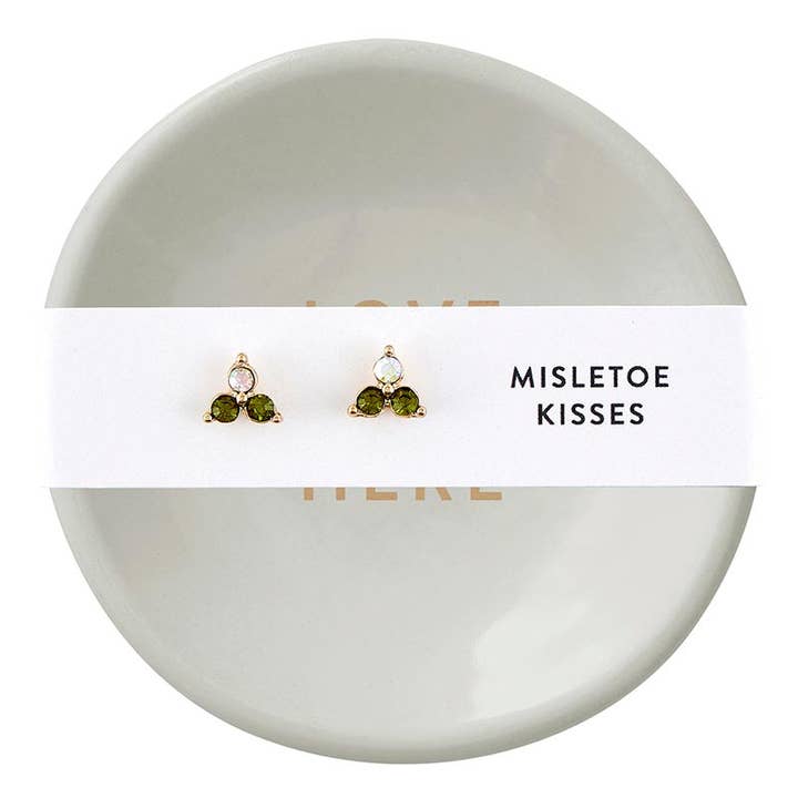 Santa Barbara Design Studio by Creative Brands - Wholesale Jewelry Dish - Holiday Stud Earrings & Trinket Tray Sets - Mistletoe Kiss