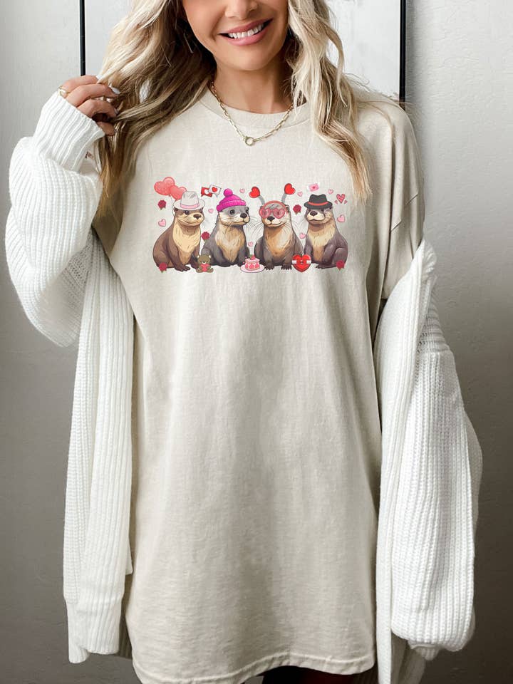 Camisa Otters para el día de San Valentín, camiseta Valentine Otter Lover para venta al por mayor de SONDO DESIGN LTD