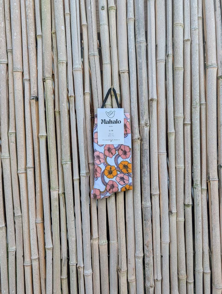 Koloa Farms - Wholesale Socks - Unisex - Retro Hibiscus Socks - Hawaiian Print Socks - Pink Flower6