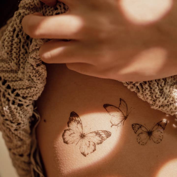 PAPERSELF - Wholesale Temporary Tattoo - Black Butterflies Temporary Tattoo